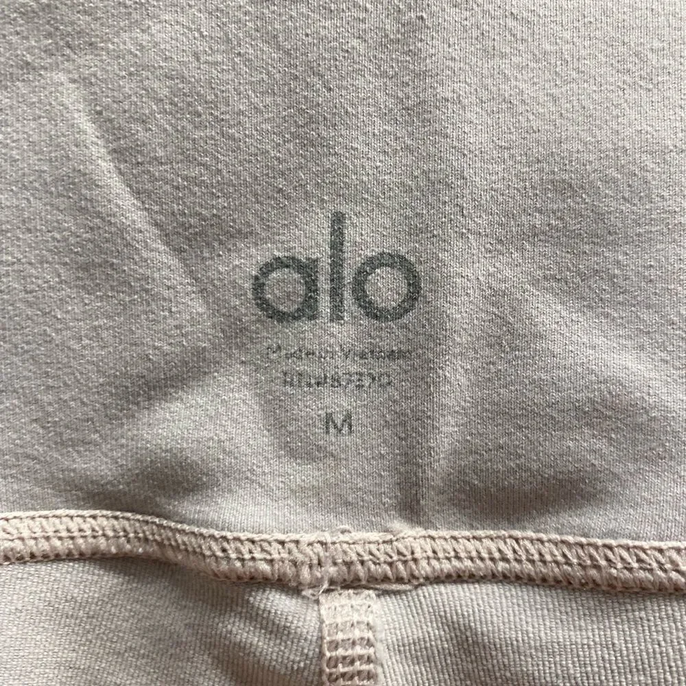 ALO womans light gray Capri sheer panel leggings active wear size med